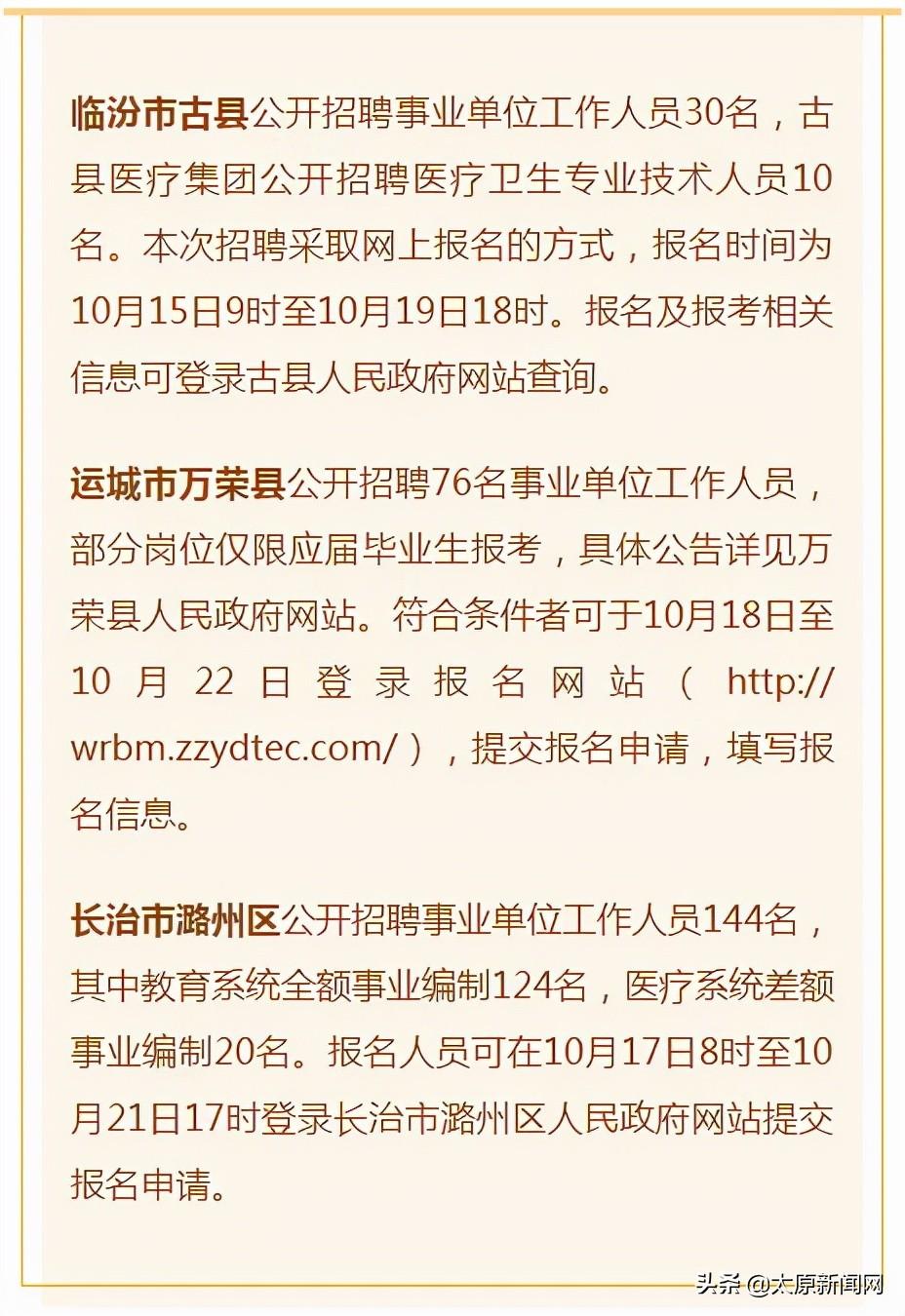 山西省运城市万荣县最新招聘信息汇总